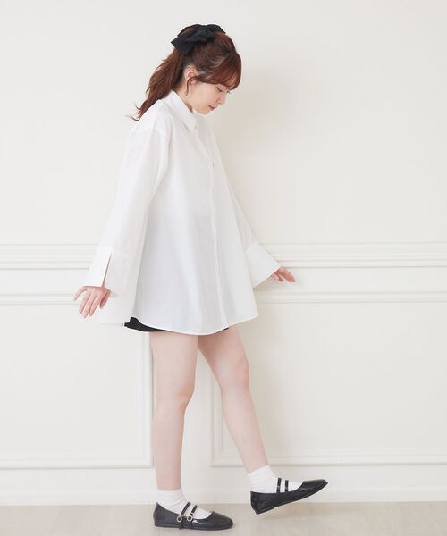 ems excite(エムズエキサイト)の「ロゴ刺繍フレアスリーブSH(シャツ/ブラウス・レディース・ホワイト/グリーン系その他/ピンク系その他・FREE)」の6枚目の写真