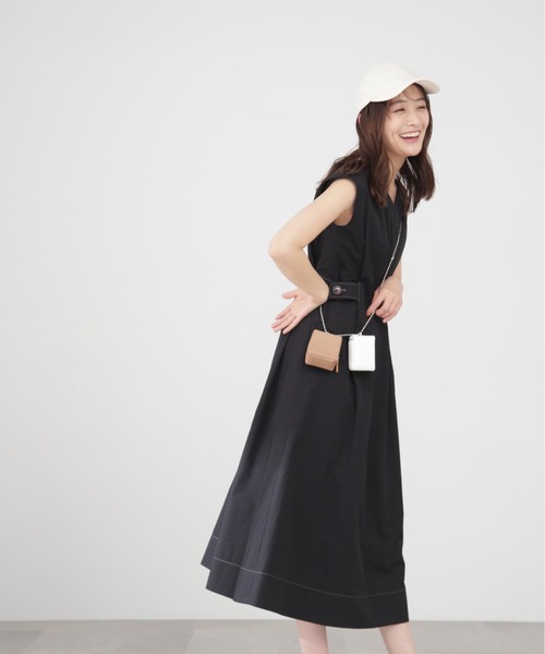 N.（N. Natural Beauty Basic）（エヌエヌナチュラルビューティーベーシック）の「◆ウエストタック脇ボタンノースリーブワンピース（ワンピース・レディース・クリーム/ブラック/ベージュ・SMALL/MEDIUM）」の16枚目の写真