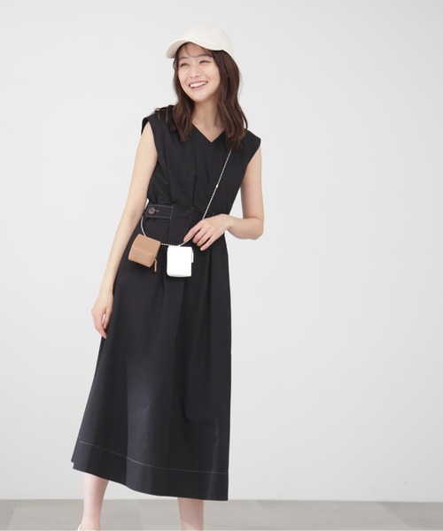 N.（N. Natural Beauty Basic）（エヌエヌナチュラルビューティーベーシック）の「◆ウエストタック脇ボタンノースリーブワンピース（ワンピース・レディース・クリーム/ブラック/ベージュ・SMALL/MEDIUM）」の17枚目の写真