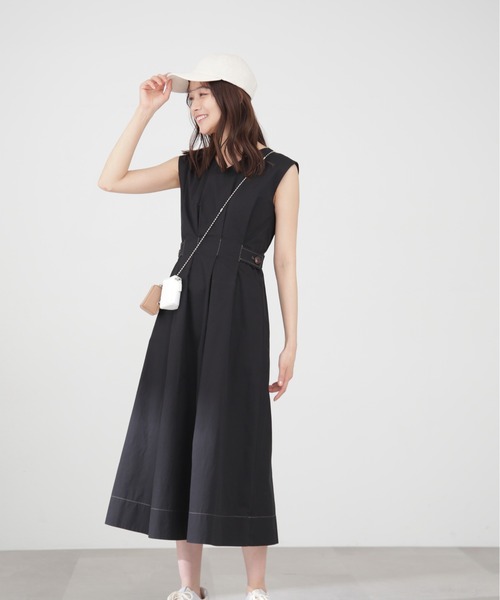 N.（N. Natural Beauty Basic）（エヌエヌナチュラルビューティーベーシック）の「◆ウエストタック脇ボタンノースリーブワンピース（ワンピース・レディース・クリーム/ブラック/ベージュ・SMALL/MEDIUM）」の18枚目の写真