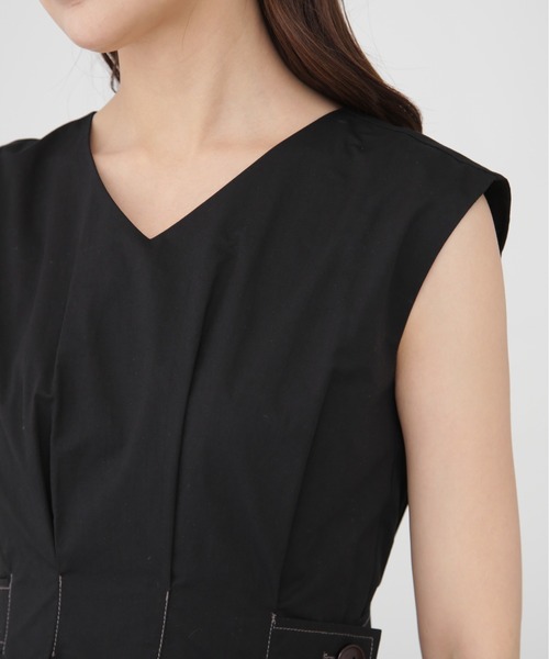 N.（N. Natural Beauty Basic）（エヌエヌナチュラルビューティーベーシック）の「◆ウエストタック脇ボタンノースリーブワンピース（ワンピース・レディース・クリーム/ブラック/ベージュ・SMALL/MEDIUM）」の19枚目の写真