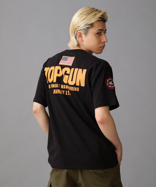 AVIREX(アヴィレックス)の「TOP GUN PATCH & PRINT T-SHIRT / トップガン パッチ & プリント Tシャツ / AVIREX / アヴィレックス(Tシャツ/カットソー・メンズ・ホワイト/オレンジ/ブラック/ネイビー/オリーブ系・XL/L/2XL/M)」の1枚目の写真
