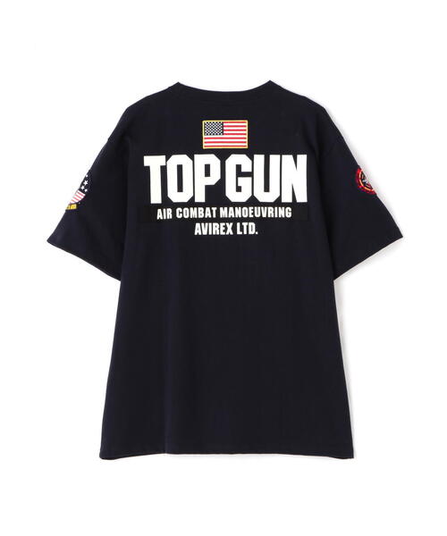 国内配送★AVIREX★トップガン パッチ ＆ プリント Tシャツ TOP GUN PATCH & PRINT T-SHIRT / トップガン パッチ