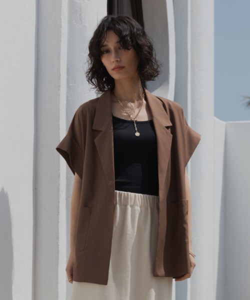Doux archives（ドゥアルシーヴ）の「フレンチスリーブテーラージャケット（テーラードジャケット・レディース・ブラウン/ブラック/アイボリー・FREE）」の7枚目の写真