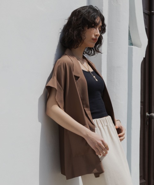 Doux archives（ドゥアルシーヴ）の「フレンチスリーブテーラージャケット（テーラードジャケット・レディース・ブラウン/ブラック/アイボリー・FREE）」の8枚目の写真