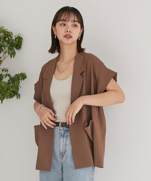 Doux archives（ドゥアルシーヴ）の「フレンチスリーブテーラージャケット（テーラードジャケット・レディース・ブラウン/ブラック/アイボリー・FREE）」の20枚目の写真