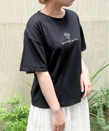 接触冷感ラメ刺繍Tシャツ
