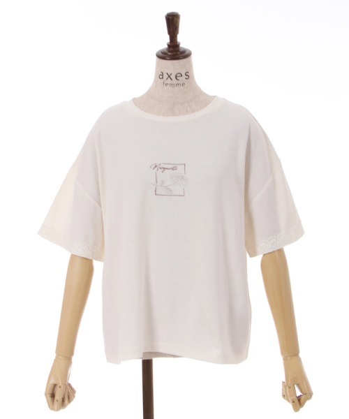 axes femme(アクシーズファム)の「接触冷感ラメ刺繍Tシャツ(Tシャツ/カットソー・レディース・ミント/ピンク/キナリ/グレイッシュベージュ/ブラック・FREE)」の6枚目の写真
