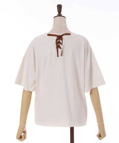 axes femme(アクシーズファム)の「接触冷感ラメ刺繍Tシャツ(Tシャツ/カットソー・レディース・ミント/ピンク/キナリ/グレイッシュベージュ/ブラック・FREE)」の8枚目の写真
