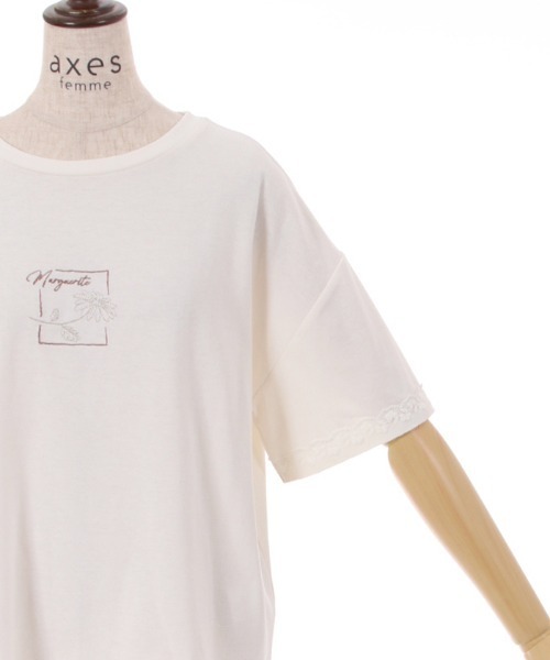 axes femme(アクシーズファム)の「接触冷感ラメ刺繍Tシャツ(Tシャツ/カットソー・レディース・ミント/ピンク/キナリ/グレイッシュベージュ/ブラック・FREE)」の14枚目の写真