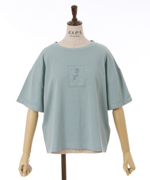 axes femme(アクシーズファム)の「接触冷感ラメ刺繍Tシャツ(Tシャツ/カットソー・レディース・ミント/ピンク/キナリ/グレイッシュベージュ/ブラック・FREE)」の15枚目の写真