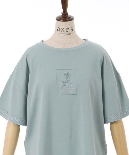 axes femme(アクシーズファム)の「接触冷感ラメ刺繍Tシャツ(Tシャツ/カットソー・レディース・ミント/ピンク/キナリ/グレイッシュベージュ/ブラック・FREE)」の18枚目の写真