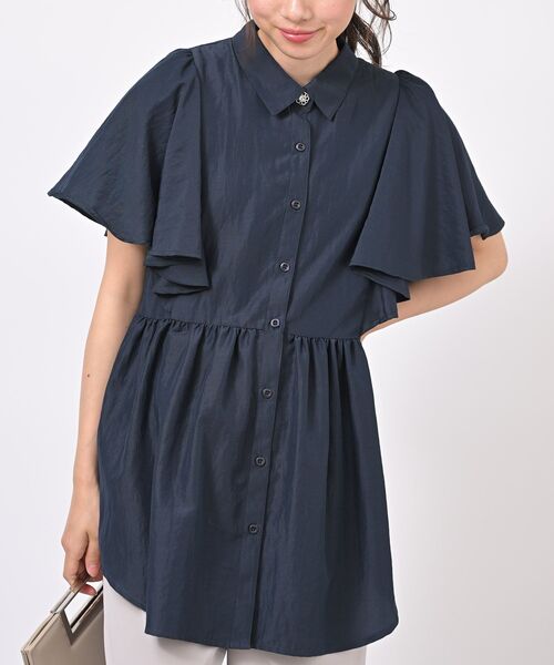 rps（アールピーエス）の「フレアー袖ペプラムチュニックブラウス（シャツ/ブラウス・レディース・オフホワイト/サックスブルー/ネイビー/イエロー・フリー）」の3枚目の写真