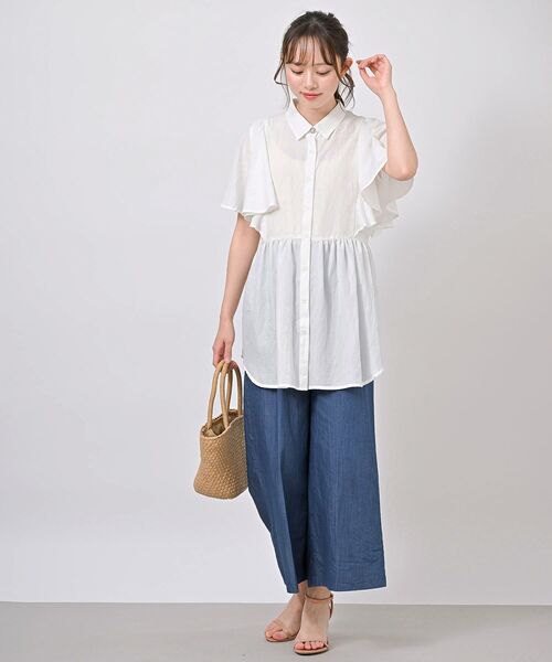 rps（アールピーエス）の「フレアー袖ペプラムチュニックブラウス（シャツ/ブラウス・レディース・オフホワイト/サックスブルー/ネイビー/イエロー・フリー）」の5枚目の写真