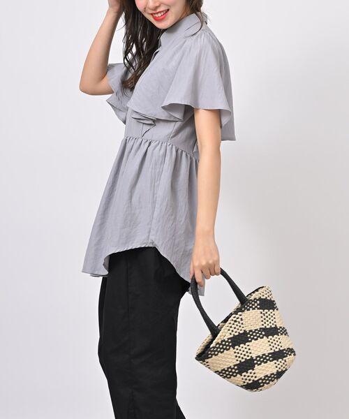 rps（アールピーエス）の「フレアー袖ペプラムチュニックブラウス（シャツ/ブラウス・レディース・オフホワイト/サックスブルー/ネイビー/イエロー・フリー）」の11枚目の写真