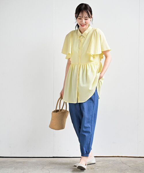 rps（アールピーエス）の「フレアー袖ペプラムチュニックブラウス（シャツ/ブラウス・レディース・オフホワイト/サックスブルー/ネイビー/イエロー・フリー）」の8枚目の写真