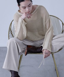 メッシュ シャーリング袖 プルオーバー