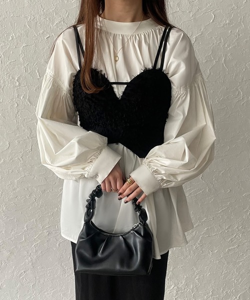 JUNOAH（ジュノア）の「バックレースアップフェザービスチェ（キャミソール・レディース・アイボリー/ホワイト/ブラック・X-LARGE/LARGE/MEDIUM）」の6枚目の写真