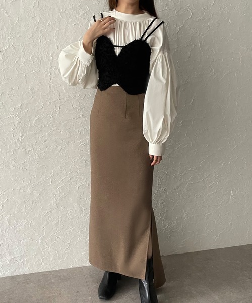 JUNOAH（ジュノア）の「バックレースアップフェザービスチェ（キャミソール・レディース・アイボリー/ホワイト/ブラック・X-LARGE/LARGE/MEDIUM）」の7枚目の写真