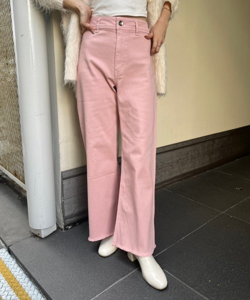 one after another NICE CLAUP（ワンアフターアナザーナイスクラップ）の「【WEB限定】S/M/Lサイズあり/ストレッチカラーデニム（デニムパンツ・レディース・ピンク/ブラック/ベージュ・LARGE/MEDIUM/SMALL）」の3枚目の写真