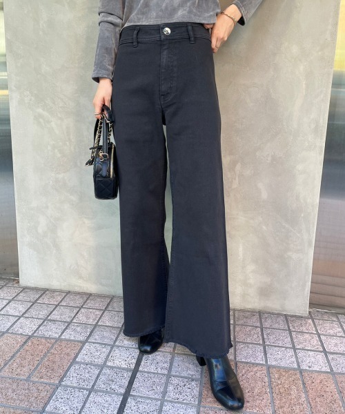 one after another NICE CLAUP（ワンアフターアナザーナイスクラップ）の「【WEB限定】S/M/Lサイズあり/ストレッチカラーデニム（デニムパンツ・レディース・ピンク/ブラック/ベージュ・LARGE/MEDIUM/SMALL）」の2枚目の写真