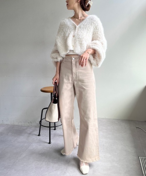 one after another NICE CLAUP（ワンアフターアナザーナイスクラップ）の「【WEB限定】S/M/Lサイズあり/ストレッチカラーデニム（デニムパンツ・レディース・ピンク/ブラック/ベージュ・LARGE/MEDIUM/SMALL）」の6枚目の写真