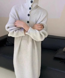 ヘンリーネックリブニットワンピース