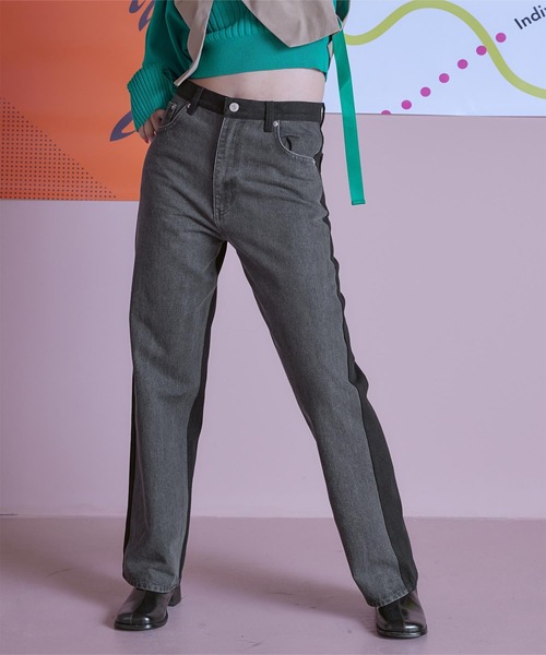 miette(ミエット)の「バイカラーストレートデニムパンツ(デニムパンツ・レディース・ブルー系その他/グレー系その他・M)」の3枚目の写真