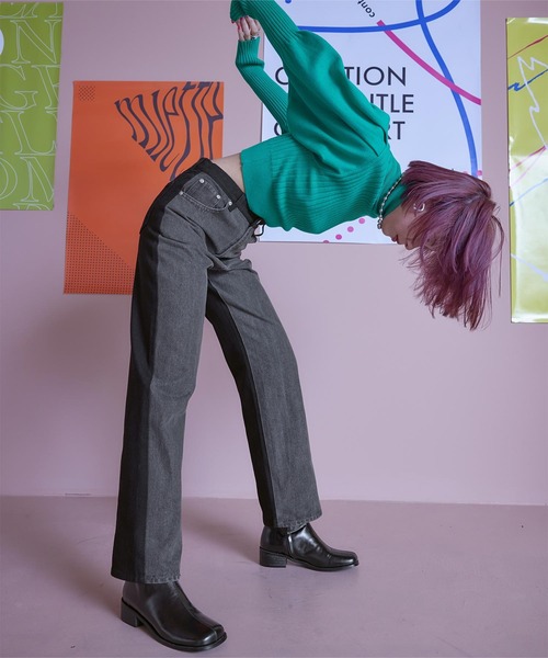 miette(ミエット)の「バイカラーストレートデニムパンツ(デニムパンツ・レディース・ブルー系その他/グレー系その他・M)」の4枚目の写真