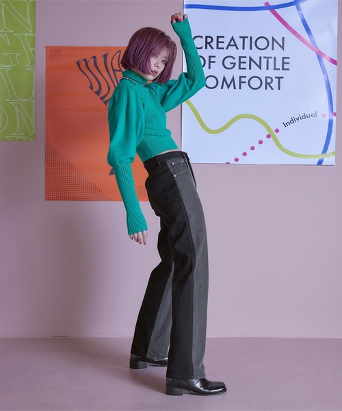 miette(ミエット)の「バイカラーストレートデニムパンツ(デニムパンツ・レディース・ブルー系その他/グレー系その他・M)」の5枚目の写真