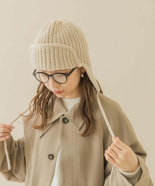SMELLY（スメリー）の「リブニットフライトキャップ（ニットキャップ/ビーニー・レディース・ベージュ/モカ/チャコールグレー・-）」の3枚目の写真