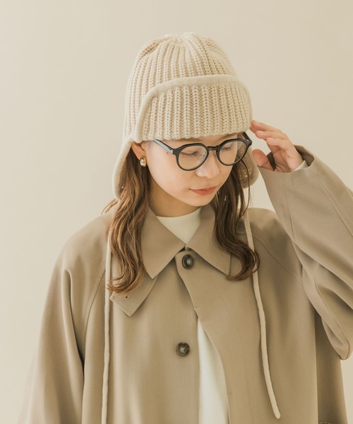 SMELLY（スメリー）の「リブニットフライトキャップ（ニットキャップ/ビーニー・レディース・ベージュ/モカ/チャコールグレー・-）」の8枚目の写真