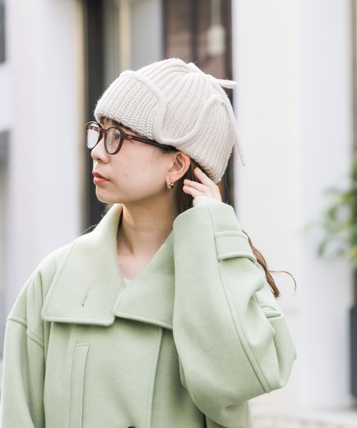 SMELLY（スメリー）の「リブニットフライトキャップ（ニットキャップ/ビーニー・レディース・ベージュ/モカ/チャコールグレー・-）」の13枚目の写真