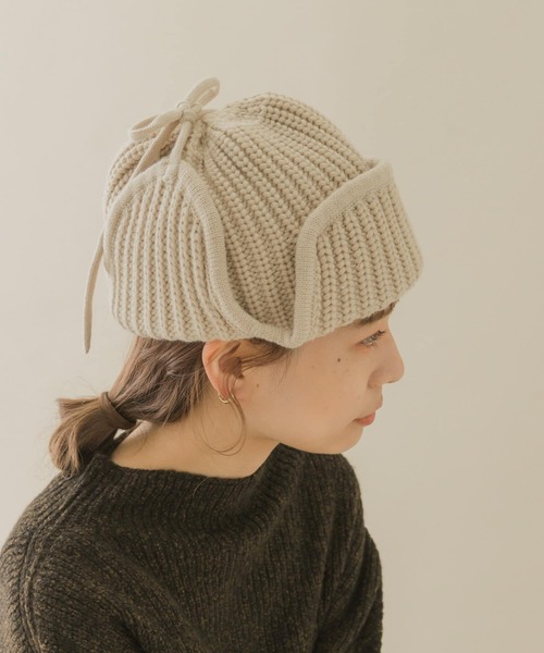 SMELLY（スメリー）の「リブニットフライトキャップ（ニットキャップ/ビーニー・レディース・ベージュ/モカ/チャコールグレー・-）」の18枚目の写真