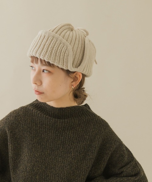 SMELLY（スメリー）の「リブニットフライトキャップ（ニットキャップ/ビーニー・レディース・ベージュ/モカ/チャコールグレー・-）」の20枚目の写真