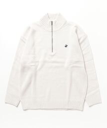 UNIIT（ユニット）の「【BEVERLY HILLS POLO CLUB/ビバリーヒルズポロクラブ】ワンポイントロゴ刺繍　ハーフジップ　ニット　モックネック　ハイネック　フロントジップ（ニット/セーター）」