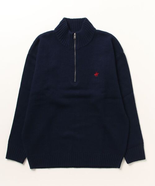 BEVERLY HILLS POLO CLUB(ビバリーヒルズポロクラブ)の「【BEVERLY HILLS POLO CLUB/ビバリーヒルズポロクラブ】ワンポイントロゴ刺繍 ハーフジップ ニット モックネック ハイネック フロントジップ(ニット/セーター・メンズ・アイボリー/ベージュ/グレー/ネイビー・LARGE/MEDIUM/X-LARGE)」の4枚目の写真