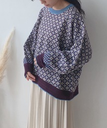 AS KNOW AS plus | ☆アソート柄 くるりジャカードニットプルオーバー(ニット/セーター)