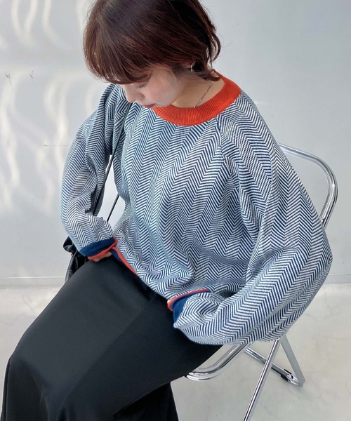 セール】☆アソート柄 くるりジャカードニットプルオーバー