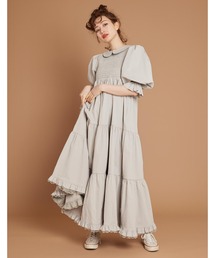 【Little sunny bite】Puff sleeve long dress