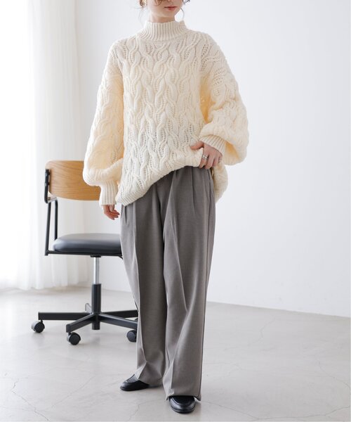 frames RAY CASSIN(フレームスレイカズン)の「ケーブルボリュームスリーブニット(ニット/セーター・レディース・グレイッシュベージュ/オレンジ/キナリ/ネイビー・FREE)」の21枚目の写真