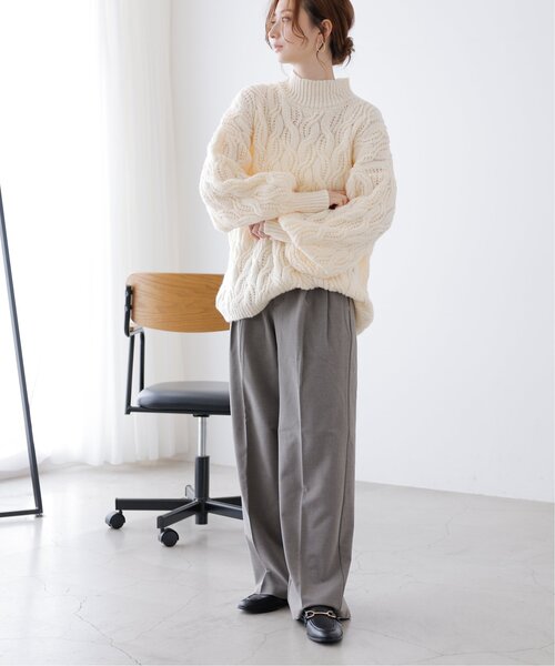 frames RAY CASSIN(フレームスレイカズン)の「ケーブルボリュームスリーブニット(ニット/セーター・レディース・グレイッシュベージュ/オレンジ/キナリ/ネイビー・FREE)」の20枚目の写真