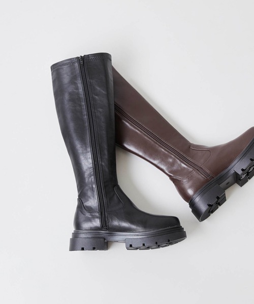 menue(メヌエ)の「厚底ストレッチロングブーツ(ブーツ・レディース・ブラック/ダークブラウン・M/L/S)」の11枚目の写真