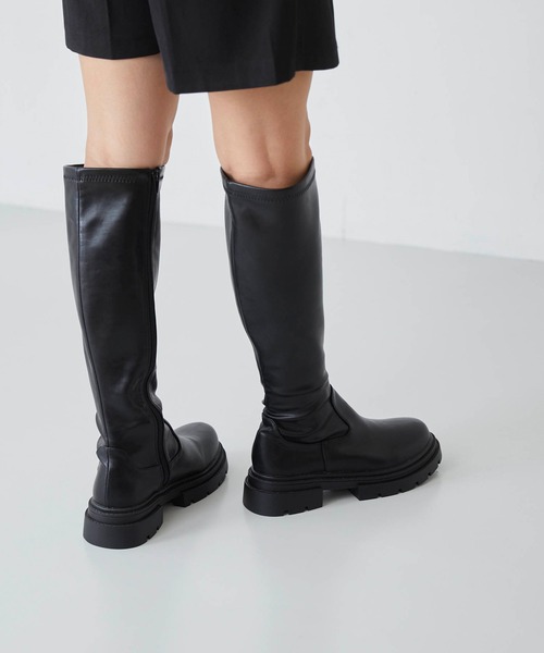 menue(メヌエ)の「厚底ストレッチロングブーツ(ブーツ・レディース・ブラック/ダークブラウン・M/L/S)」の3枚目の写真