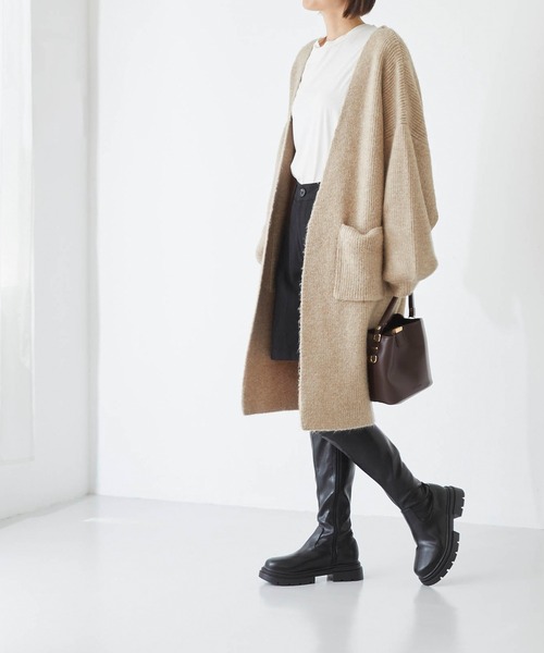 menue(メヌエ)の「厚底ストレッチロングブーツ(ブーツ・レディース・ブラック/ダークブラウン・M/L/S)」の9枚目の写真