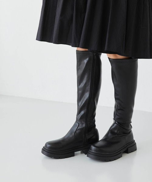 menue(メヌエ)の「厚底ストレッチロングブーツ(ブーツ・レディース・ブラック/ダークブラウン・M/L/S)」の19枚目の写真