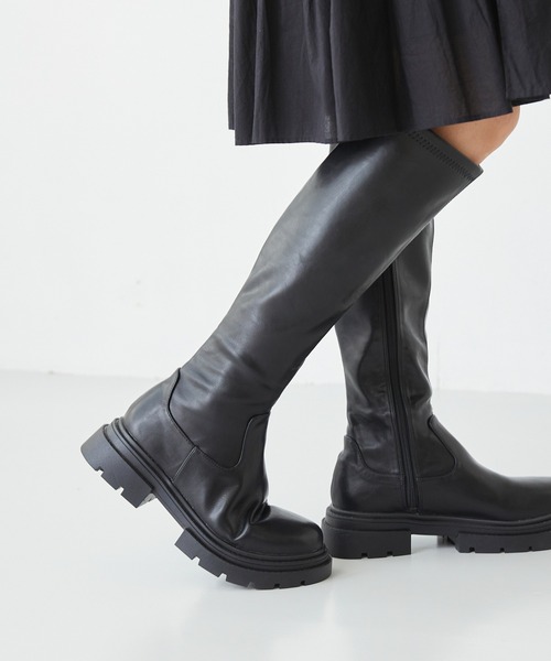 menue(メヌエ)の「厚底ストレッチロングブーツ(ブーツ・レディース・ブラック/ダークブラウン・M/L/S)」の20枚目の写真