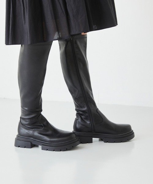 menue(メヌエ)の「厚底ストレッチロングブーツ(ブーツ・レディース・ブラック/ダークブラウン・M/L/S)」の21枚目の写真