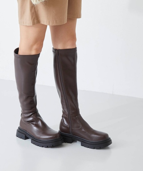 menue(メヌエ)の「厚底ストレッチロングブーツ(ブーツ・レディース・ブラック/ダークブラウン・M/L/S)」の13枚目の写真