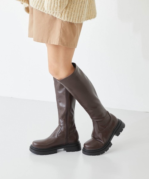 menue(メヌエ)の「厚底ストレッチロングブーツ(ブーツ・レディース・ブラック/ダークブラウン・M/L/S)」の15枚目の写真